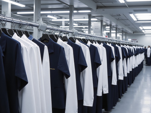 企业团体定制案例，展示工作服、团建服装等，体现批量生产能力